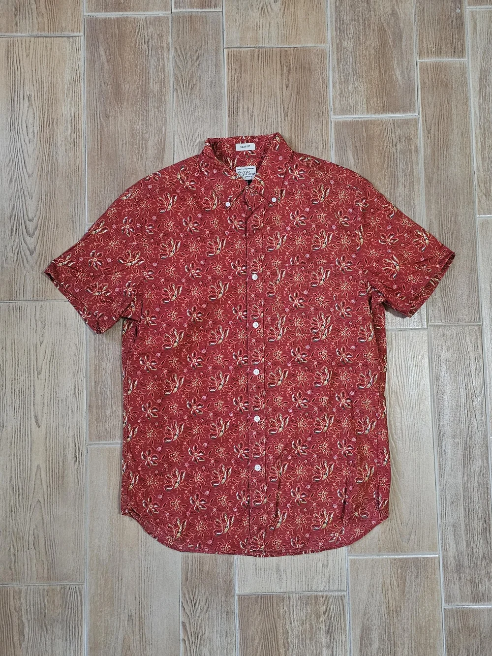 J. Crew Secret Wash Shirting Short-Sleeve Button-Down Shirt Floral Print, Small